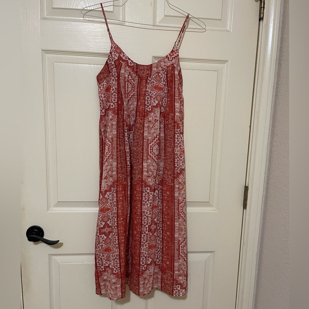 Lucky Brand Red and White Patterned Maxi Dress